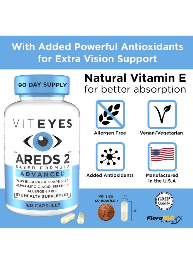 Viteyes AREDS 2 Advanced Eye Vitamins, Macular Support with Bilberry, grapeseed, FLORAGLO Lutein, Selenium, Natural Vitamin E, Allergen Free, Vision Protection, Eye Doctor Trusted, 180 Count - pzsku/Z46CFEA702629D556AD21Z/45/_/1735907958/8d471a62-5c6e-4509-8fce-02203d815a76