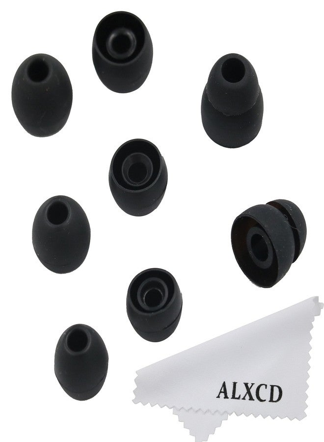 ALXCD Eartip for LG HBS Series Wireless Earphone, SML & Double Flange Silicone Replacement Earbud Gel Tip, Fit for LG HBS-750 770 800 810 900 910 Tone Pro Ultra Plus Infinim [4 Pair] (Black) - Image 1
