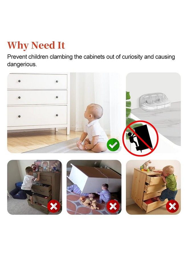 Eudemon Baby Safety Antitip Furniture Anchor Straps Furniture Antitip Wall Holder For Children&Pets Childproof Antitip Furniture Wall Anchors Easy To Install(Transparent2 Pack) - Image 4