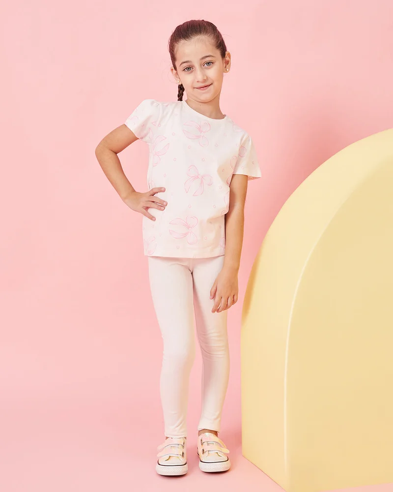 ردتاغ Girls Pink Ice- Placement Print Leggings