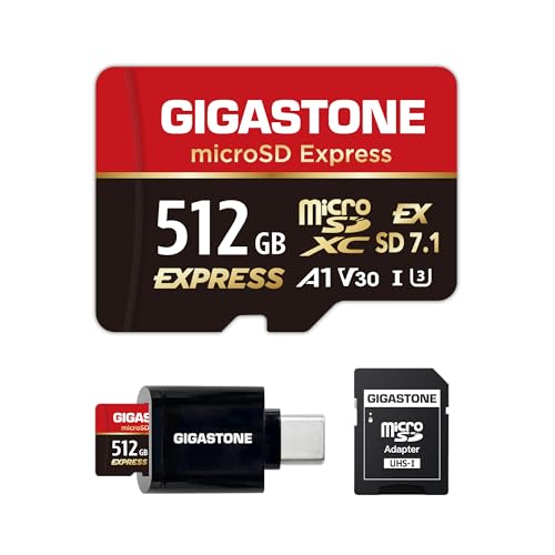 Gigastone 【Designed for Switch 2】 GIGASTONE 512GB microSD Express, R/W 880/650MB/s Compatible with Nintendo-Switch 2, SD 7.1, Professional Camera, A1 V30, with SD Adapter and USB C Card Reader - Image 1