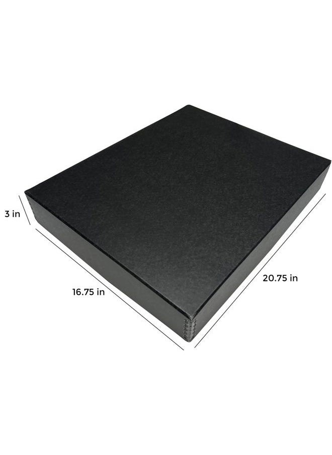 Lineco Museum Archival Storage Box, 16.75x20.75x3 in. Drop Front Design. Acid-Free with Metal Edge. Organize Photos, Pictures, Prints, Documents, Crafts, DIY. Black, 1 Pack  - Image 2
