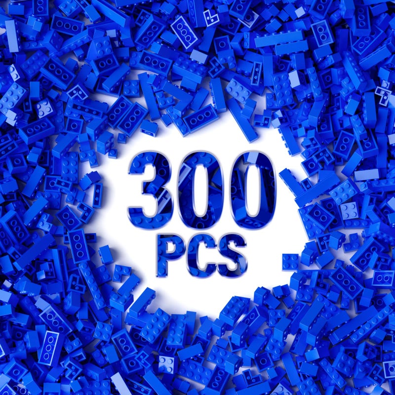 YUJHITP 300 Piece Blue Bricks Bulk Assortment Pack Blue Brick Accessories for Building with 12 Size Compatible with Lego Parts and PiecesColor Blue - Image 3