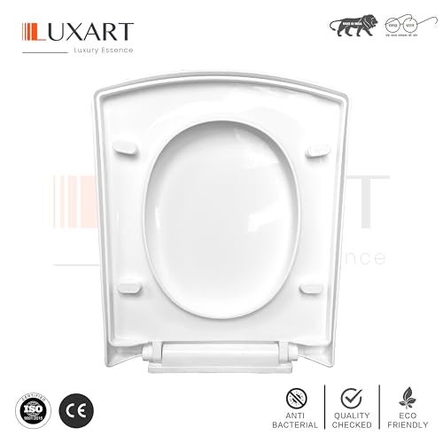 LUXART Toilet Seat Cover 43L x 34.5W CM |Western Commode Square Seat Cover | Soft Close Technology Heavy Quality Commode Lid With Installation Kit | Stylish PP Toilet Cover For Bathroom,Commercial Use - Image 5