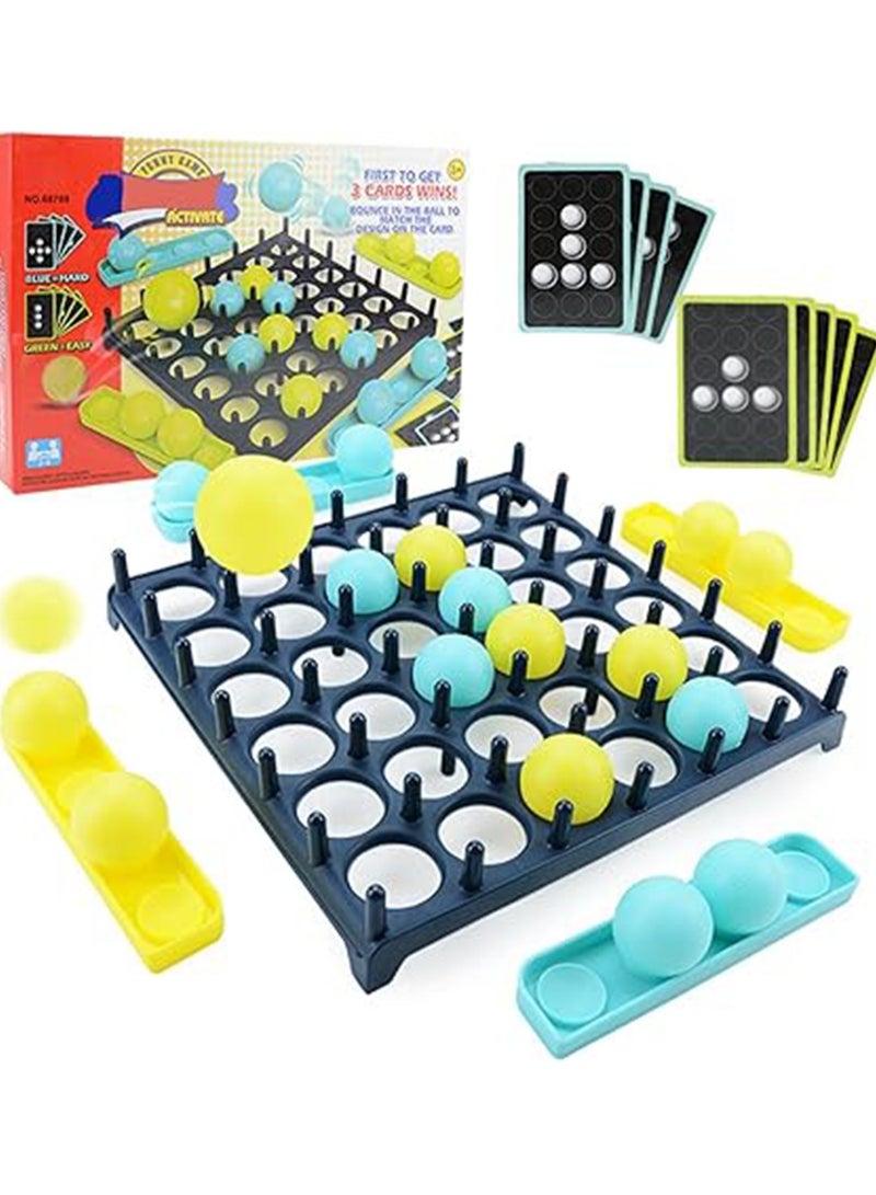 Bounce Game, Ping Pong Challenge Game, Family Bounce Ball Board Game with Party Pattern Challenge, Comes with 16 Balls, 9 Challenge Cards and Party Game Grid, 2-4 Player Game (1 Set) - Image 1