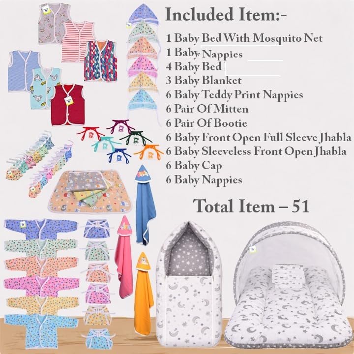 Toddylon Clothing Gift Set -53 Combo | Premium Infant Baby Product | Infants Baby Essentials | Perfect for Newborns | Ideal for 0–6 Months (Multicolor) - Image 3