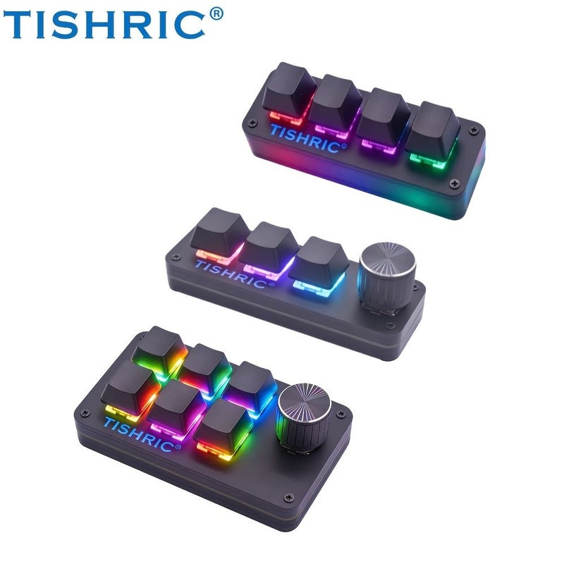 TISHRIC لوحة مفاتيح ميكانيكية مصغرة وماكرو 4 مفاتيح USB RGB للألعاب قابلة للتبديل السريع وبرمجة لوحة مفاتيح محمولة لأنظمة PS والموسيقى - Image 5