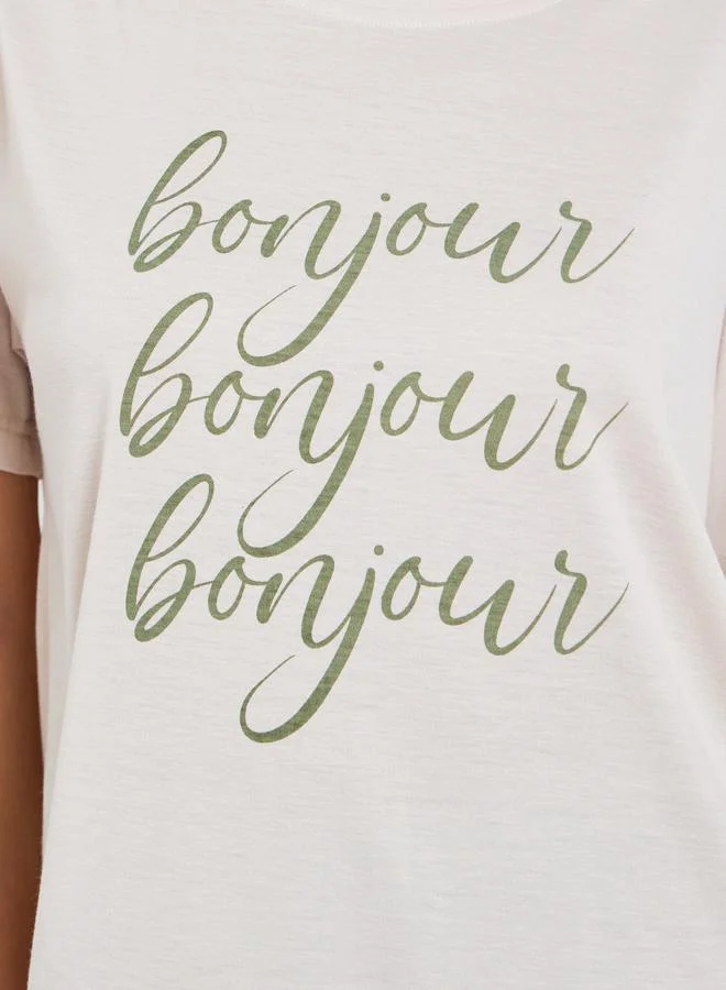 Styli Bonjour Drop Shoulder T-Shirt and Pyjama Set