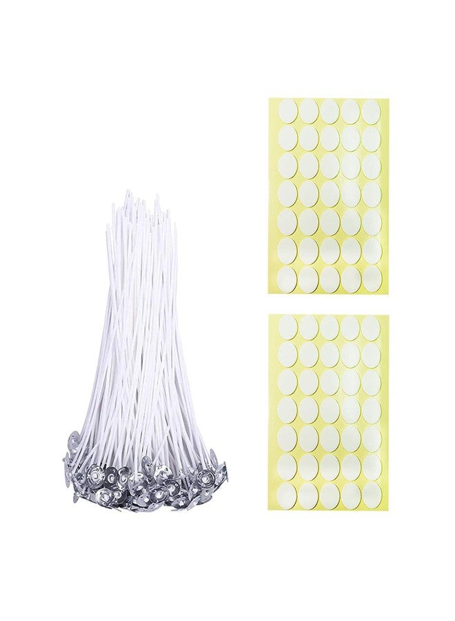 BEADNOVA Candle Cotton Wicks 4 Inch 50pcs with Stickers Short Candle Making Wicks and Double Sided Stickers for Making DIY - Image 1