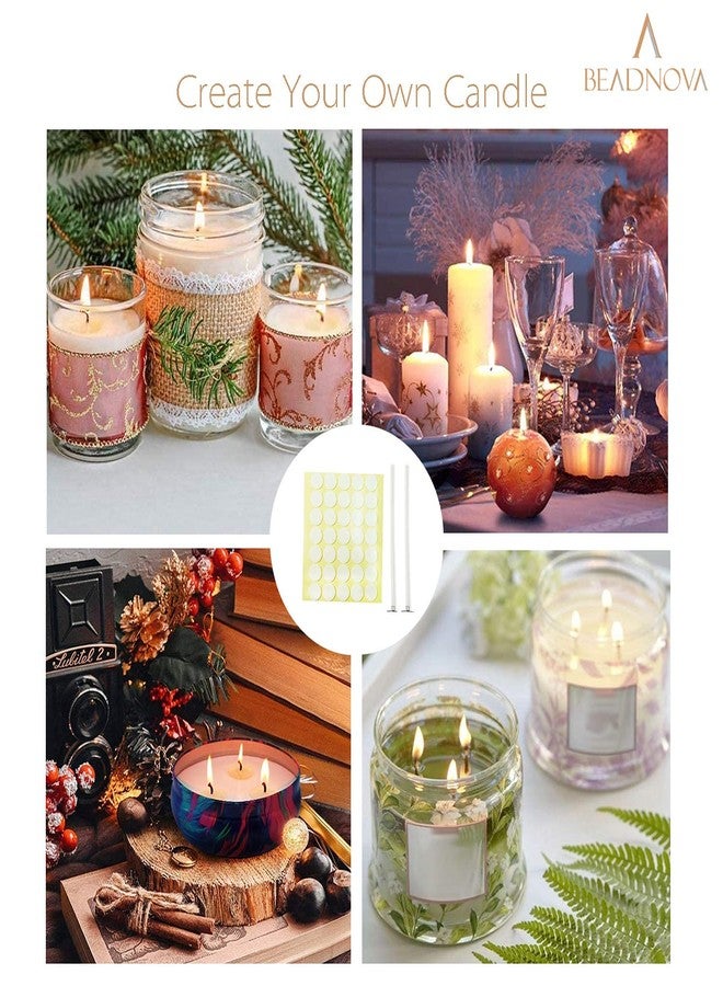 BEADNOVA Candle Cotton Wicks 4 Inch 50pcs with Stickers Short Candle Making Wicks and Double Sided Stickers for Making DIY - Image 4