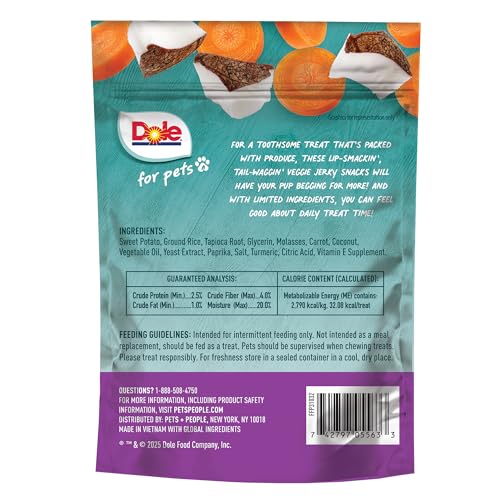 Dole for Pets Fruit Jerky Bites Dog Treats, Carrot and Coconut Flavor, Chewy Treats Flavored with Real Fruit and Vegetables, No Wheat, Corn, Soy, Artificial Flavors, Colors, or Preservatives, 6 Oz - Image 5