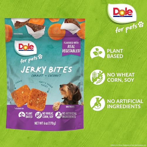 Dole for Pets Fruit Jerky Bites Dog Treats, Carrot and Coconut Flavor, Chewy Treats Flavored with Real Fruit and Vegetables, No Wheat, Corn, Soy, Artificial Flavors, Colors, or Preservatives, 6 Oz - Image 4