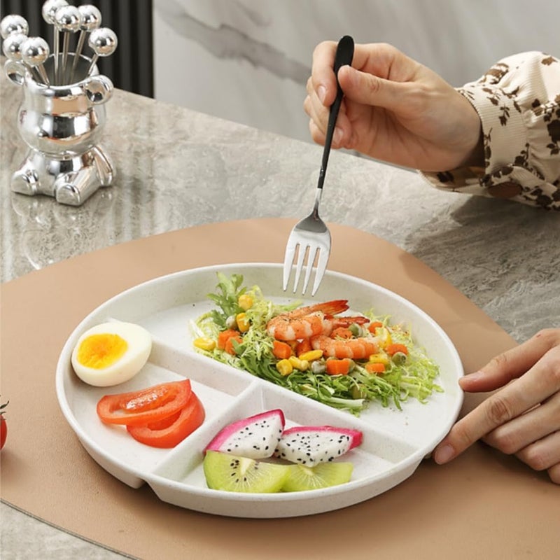 falichchch 9-Inch Large Multicolor Wheat Straw Divided Plates – Unbreakable 3-Compartment Plates for Portion Control & Healthy Eating Microwave & Dishwasher Safe – Eco-Friendly & Reusable (8) - Image 5