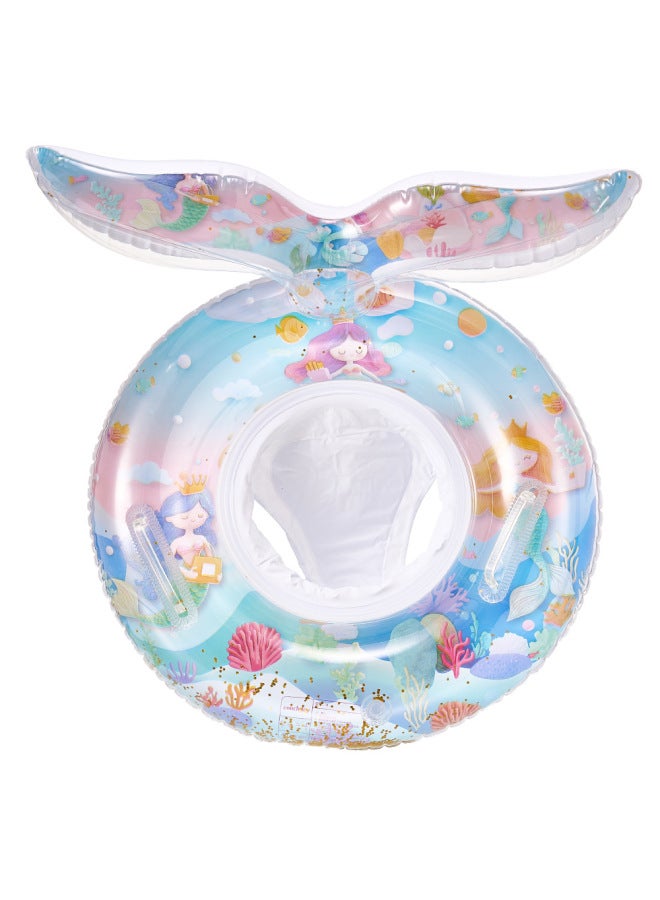 Generic Couple Sequined Yellow Duck Thickened Children's Swimming Ring Baby Seat Ring Children's Sitting Ring Inflatable Swimming Ring Underarm Ring-Inner Diameter After Inflation:Sequin Ocean Princess Pant - Image 1
