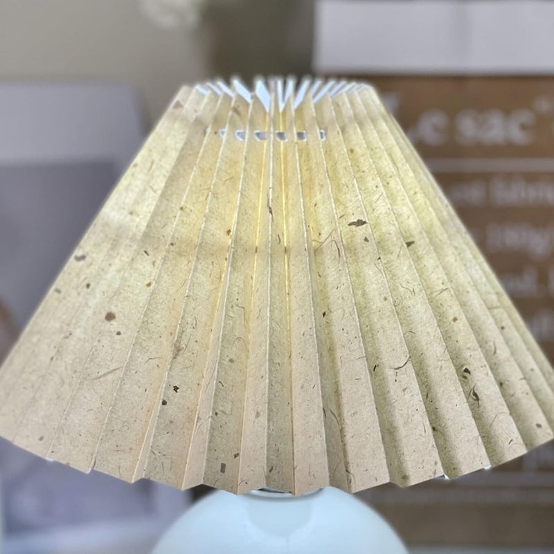 comfrt Lampshade, E27 Pleated Large Lamp Anti Dazzling Table Lamp Shade Fabric Bedroom Lampshade for Household Office(Khaki lampshade) - Image 5