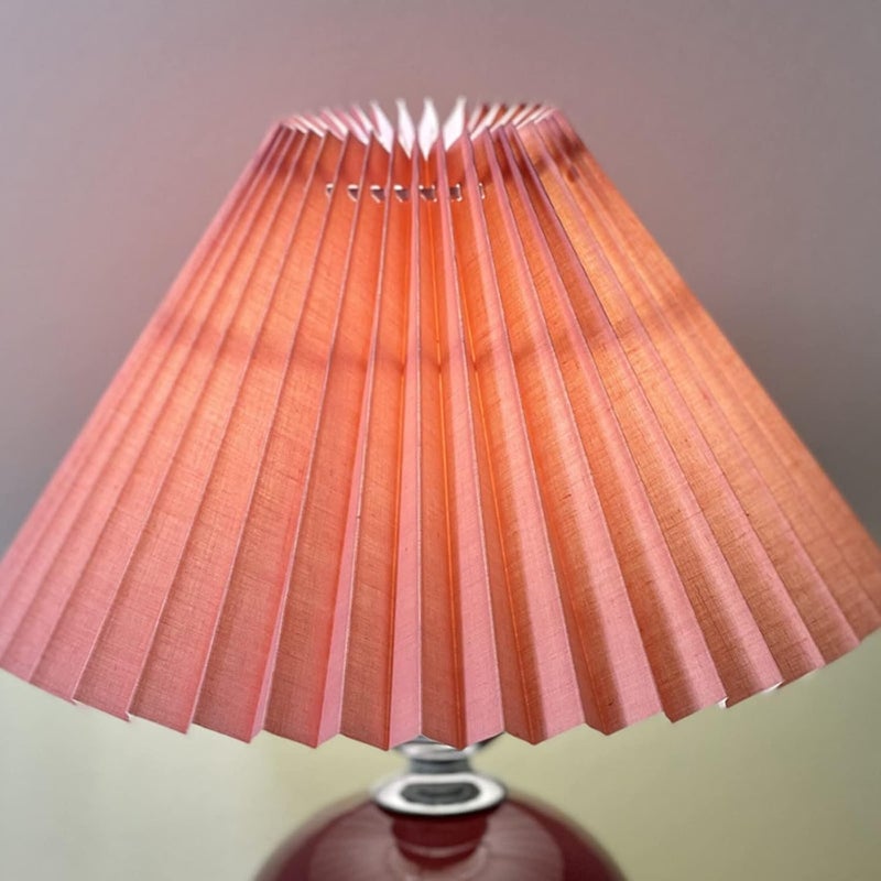 comfrt Lampshade, E27 Pleated Large Lamp Anti Dazzling Table Lamp Shade Fabric Bedroom Lampshade for Household Office(Khaki lampshade) - Image 3