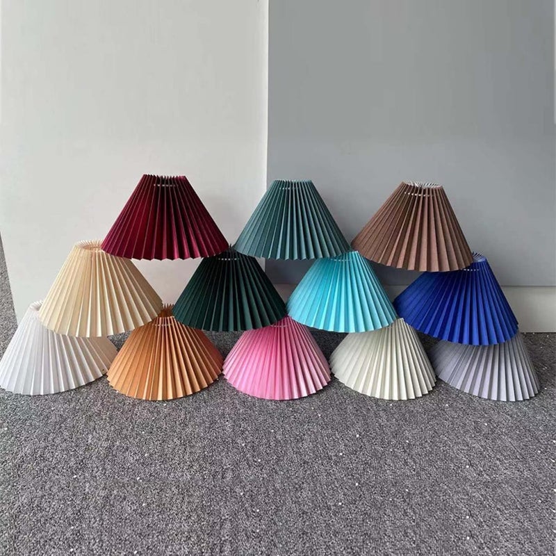 comfrt Lampshade, E27 Pleated Large Lamp Anti Dazzling Table Lamp Shade Fabric Bedroom Lampshade for Household Office(Khaki lampshade) - Image 1