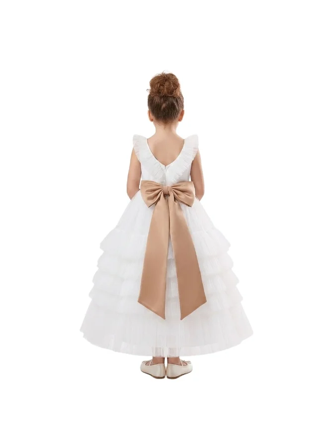 Bidani  White & Gold Tulle Dress for Women | Best Price UAE