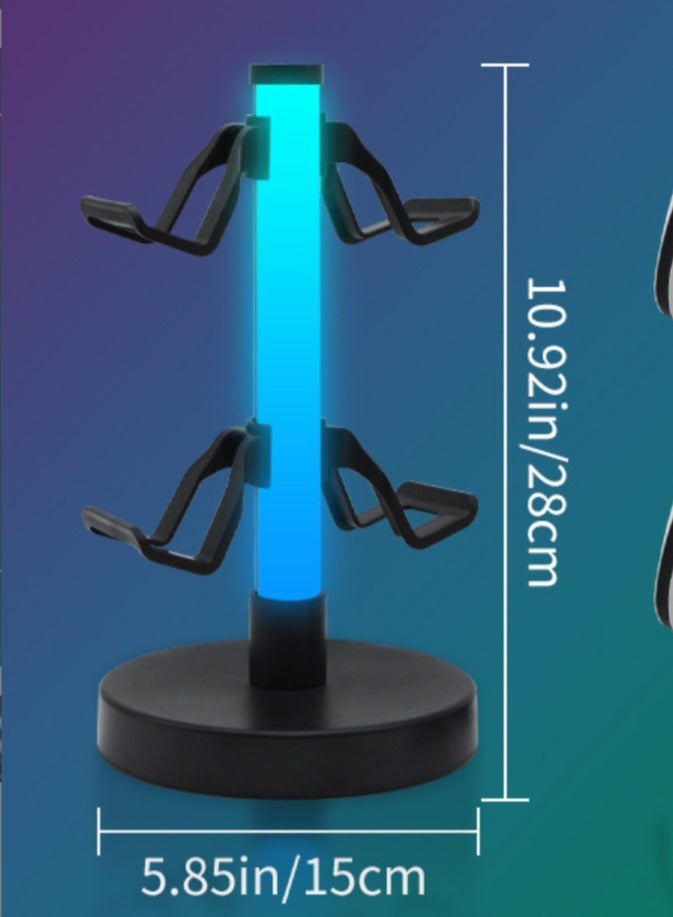 MWS-ForCamping Game Controller Holder RGB Headphone Holder Multiple Lighting Modes (Black) - Image 3