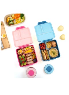 Eazy Kids Eazy Kids 3/4 Convertible 1600ml Jumbo Bento Lunch Box with 290ml Leakproof SS Gravy Bowl, Spoon & Fork Set with Pouch - Blue  - Image 4