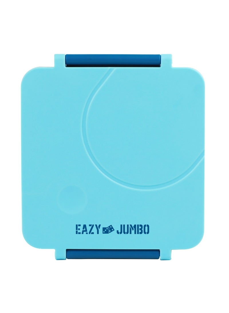 Eazy Kids - Eazy Kids 3/4 Convertible 1600ml Jumbo Bento Lunch Box with 290ml Leakproof SS Gravy Bowl, Spoon & Fork Set with Pouch - Blue - Image 1