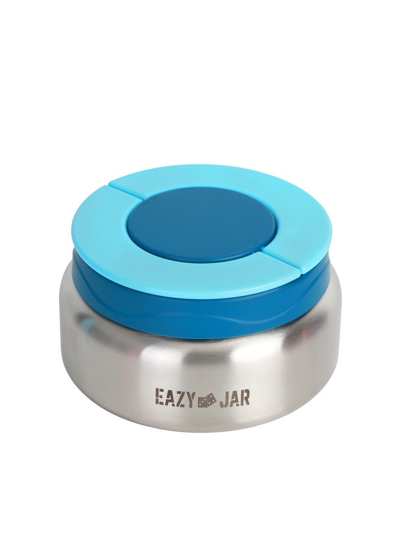 Eazy Kids - Eazy Kids 3/4 Convertible 1600ml Jumbo Bento Lunch Box with 290ml Leakproof SS Gravy Bowl, Spoon & Fork Set with Pouch - Blue - Image 1