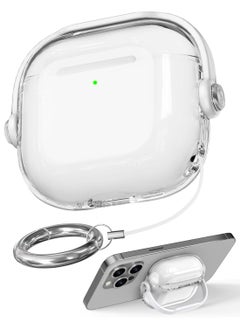 Generic Tpu Clear Cases for Apple Airpods 4 Drop Protection Case Cover for Men for Women with Lock and Keychain,(Clear/White)  - Image 1