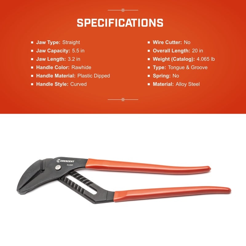 Crescent Tongue & Groove Plier - Straight Jaw 20 Inch - Image 5
