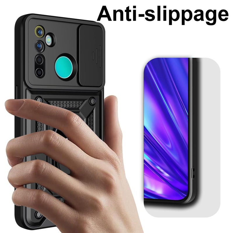 erorex For Realme 5 Pro Sliding Camera Cover Design TPU+PC Phone Case(Silver) - Image 5