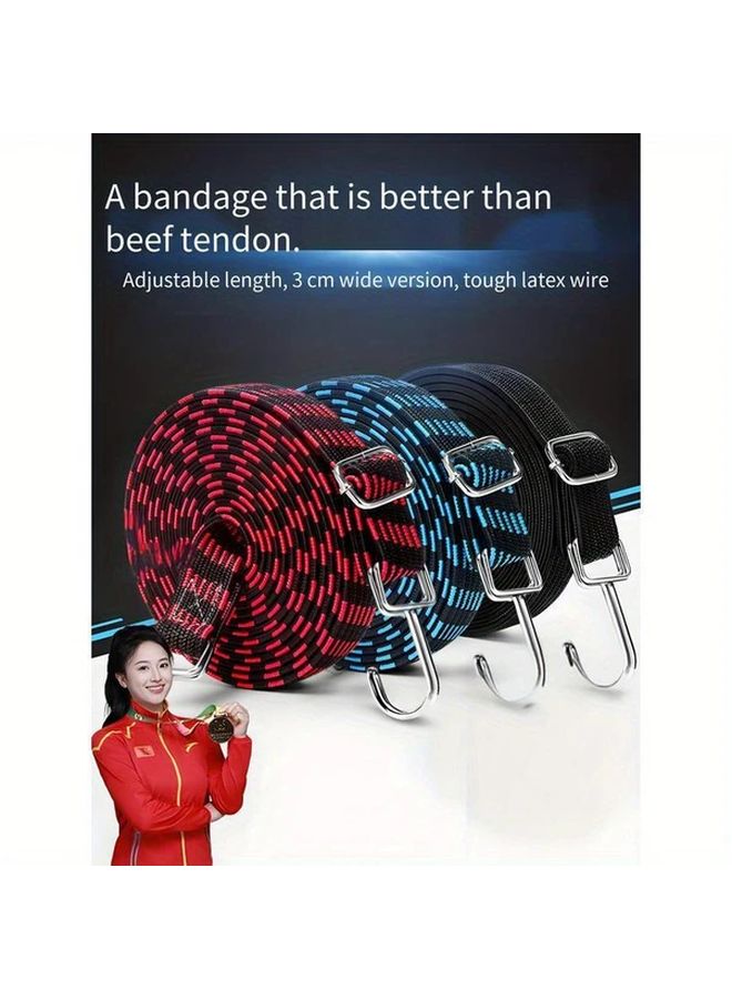 Heavy Duty Motorcycle Strap Black 4m Adjustable Cargo Tie Downs with Metal Hooks - Image 2