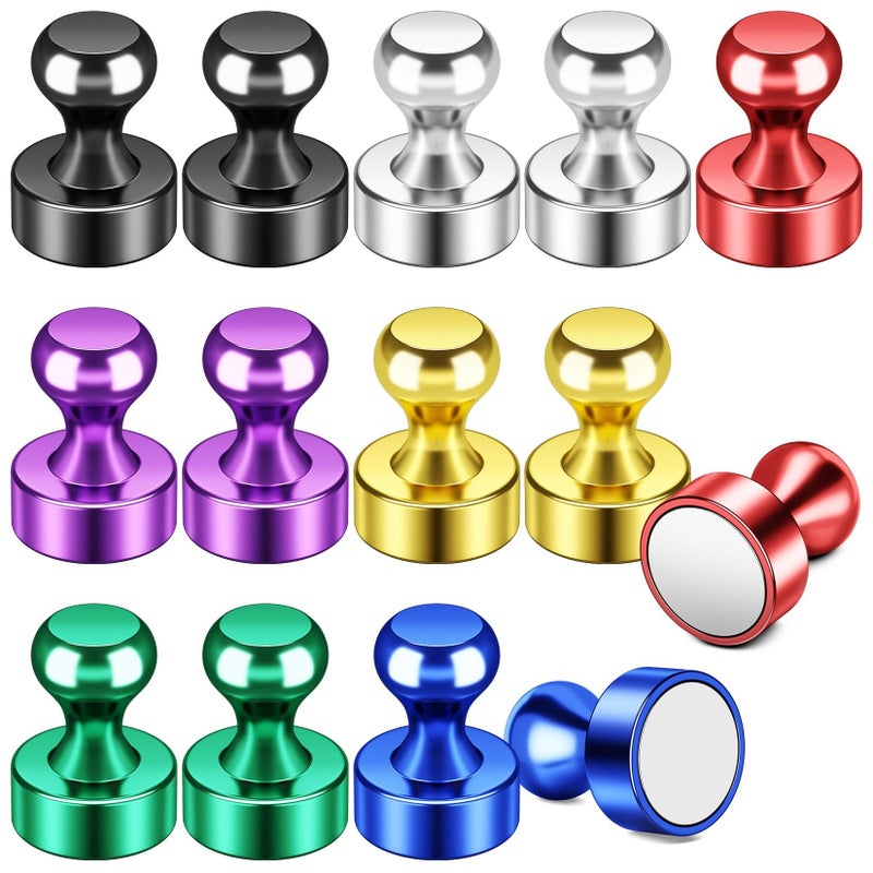 FINDMAG Fridge Magnets, 14Pcs Strong Refrigerator Magnet for Adults, Refrigerator Magnets Decorative, Colorful Metal Paint Magnetic Whiteboard for Fridge, Office, Kitchen, Classroom, Map Decor - Image 1