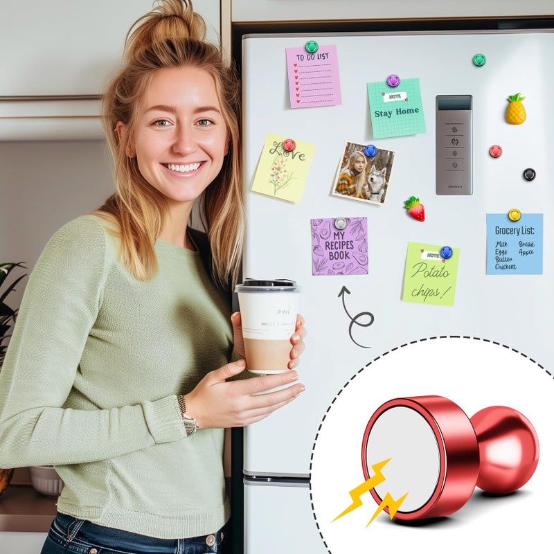 FINDMAG Fridge Magnets, 14Pcs Strong Refrigerator Magnet for Adults, Refrigerator Magnets Decorative, Colorful Metal Paint Magnetic Whiteboard for Fridge, Office, Kitchen, Classroom, Map Decor - Image 4