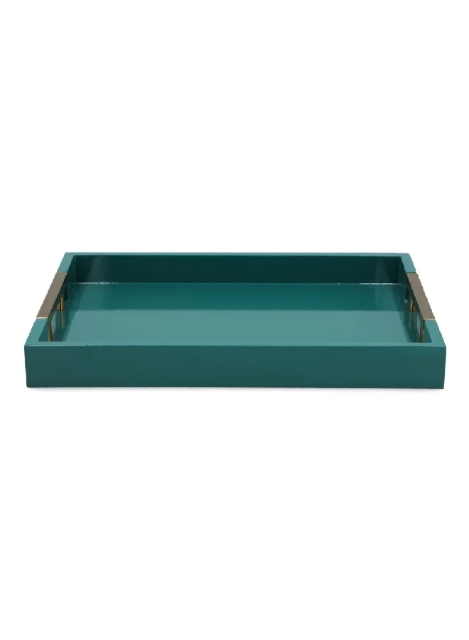 Felli Rectangular Shaped Wooden Serving Tray Gloss Green and Gold 5 x 30 x 40 cm Y1K150055-B