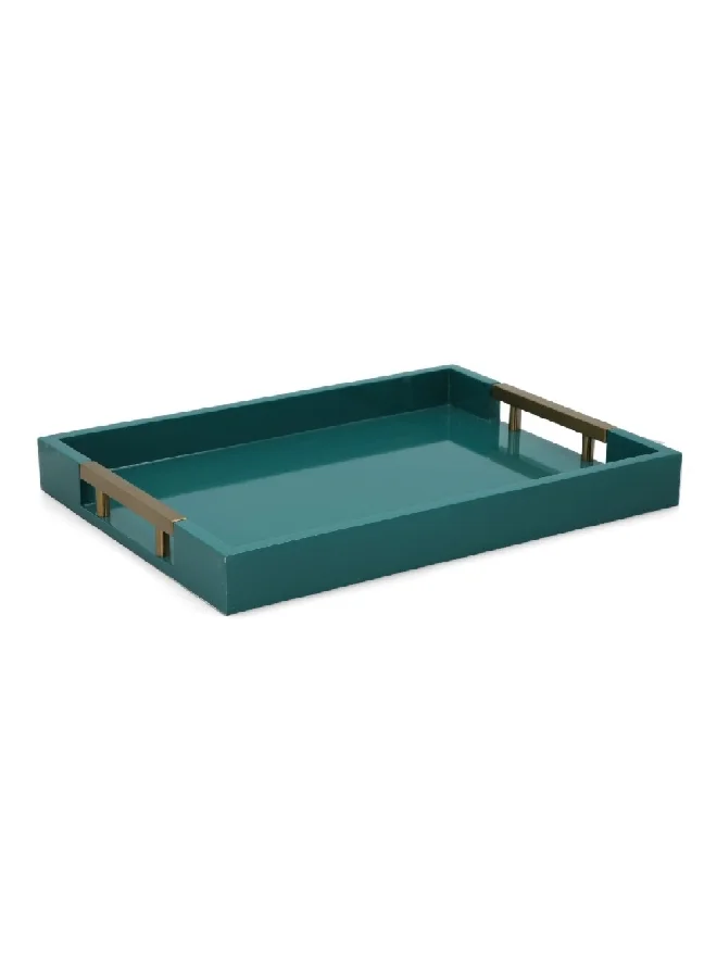 Felli Rectangular Shaped Wooden Serving Tray Gloss Green and Gold 5 x 30 x 40 cm Y1K150055-B
