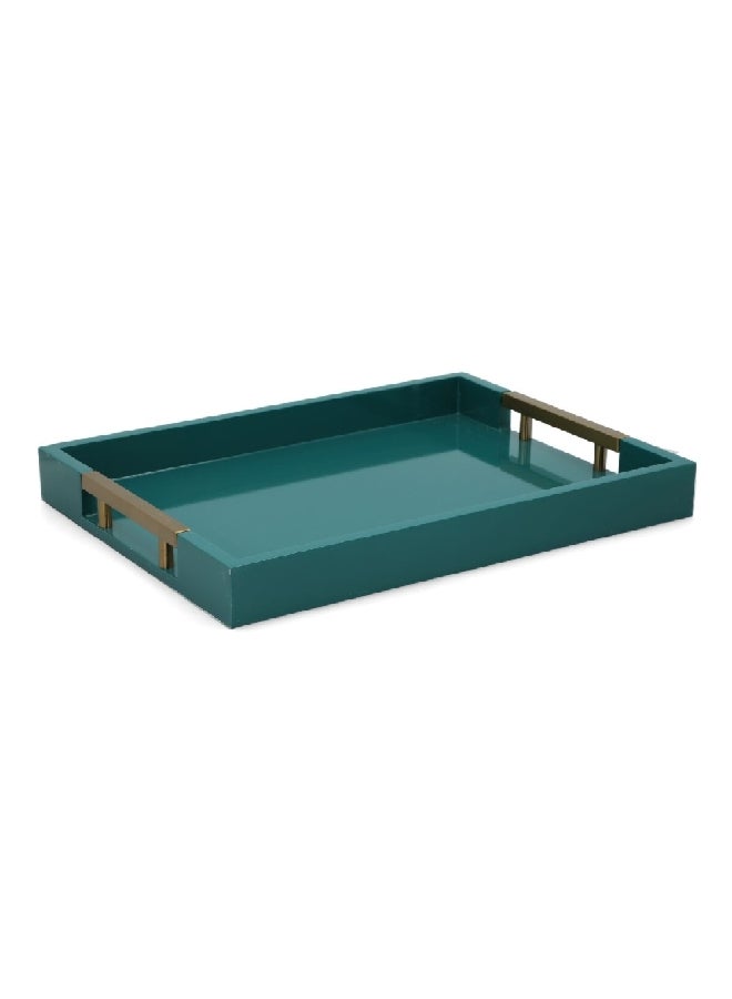 Felli Rectangular Shaped Wooden Serving Tray Gloss Green and Gold 5 x 30 x 40 cm Y1K150055-B - Image 3