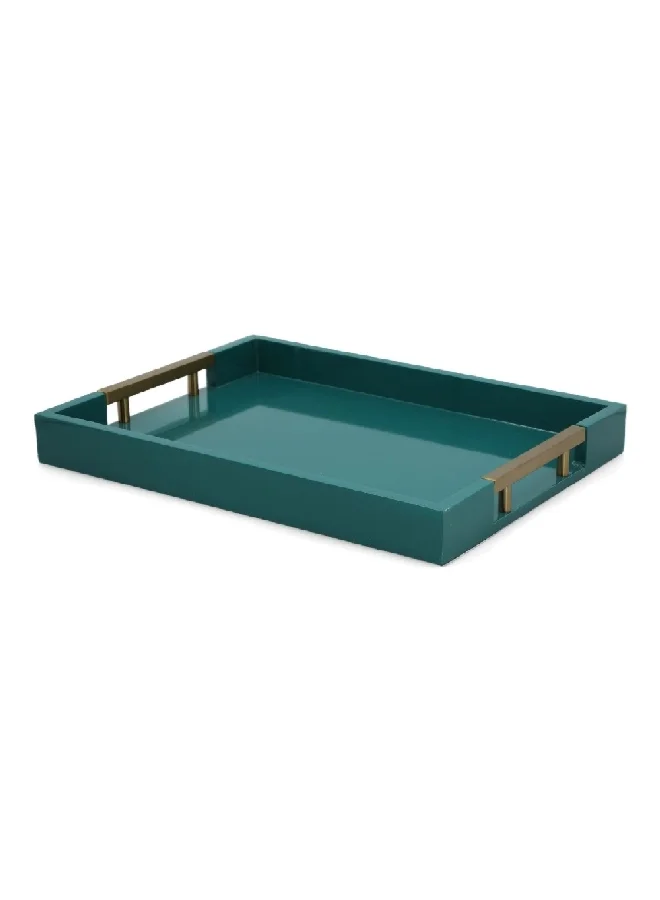 Felli Rectangular Shaped Wooden Serving Tray Gloss Green and Gold 5 x 30 x 40 cm Y1K150055-B