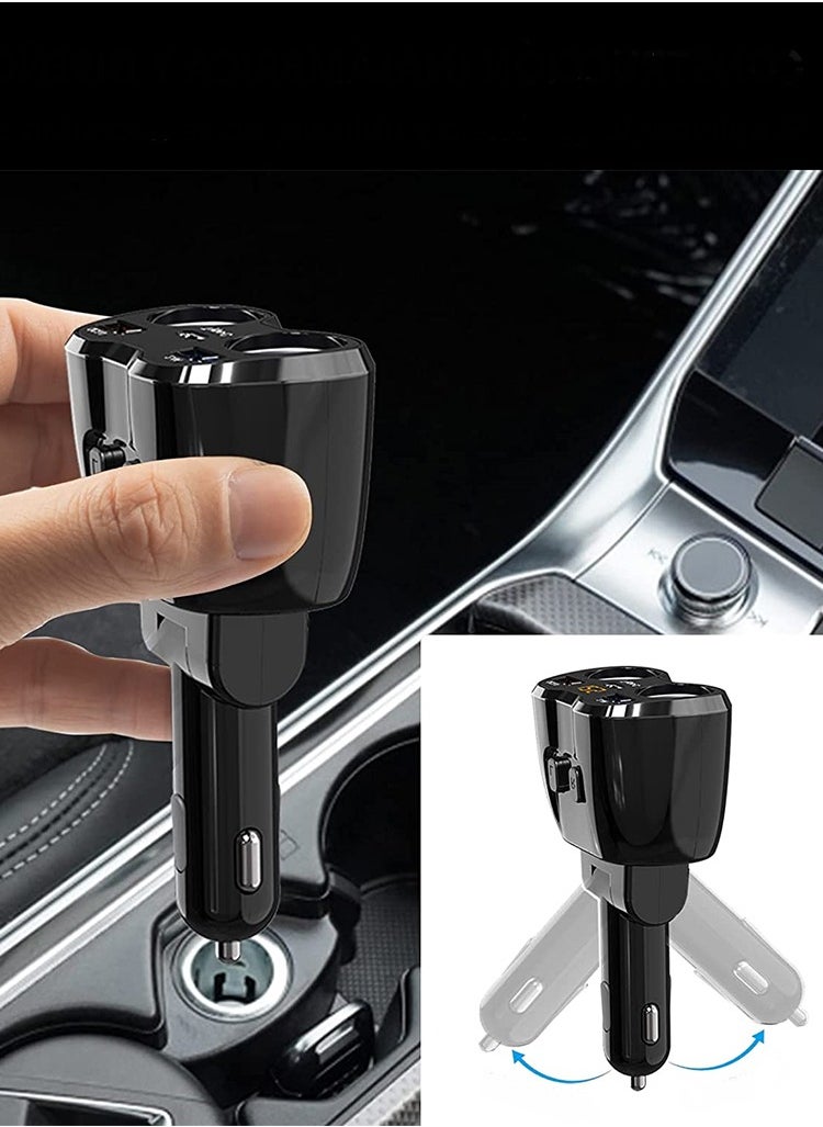 GREEN LION 120 Watts Multi-Port Car Charger Adapter with (Dual USB-A Ports), (1 USB-C Port) and (Dual Cigarette Lighter Sockets), Green Lion - Black  - Image 2