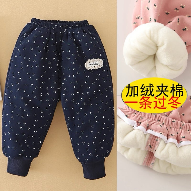 Yikids Children'S Winter Cotton Pants For Girls, Three-Layer Quilted, Fleece-Lined, Thickened For Winter, Warm And Thick Long Pants - Image 5