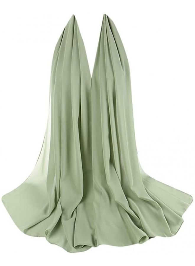 Fatah Long Chiffon Crepe Scarf - Light Mint Green 