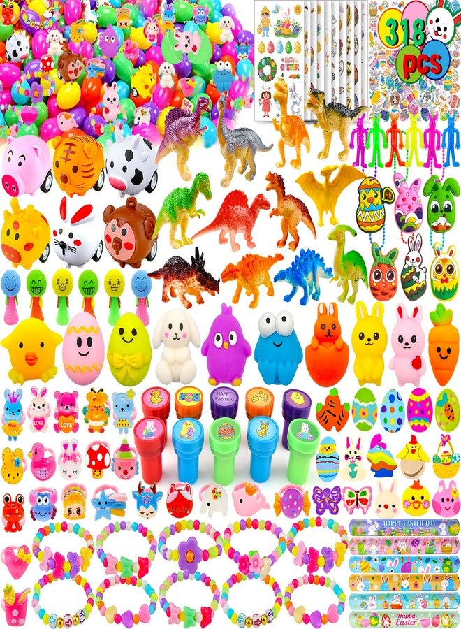 Phaorui 318 pcs Easter Eggs 100 pack Easter Eggs Bulk wtih 218 Toys inside Small Toys for Easter Egg Easter Basket Stuffers Hunt Party Favors for Kids Toddlers Boys Girls - Image 1