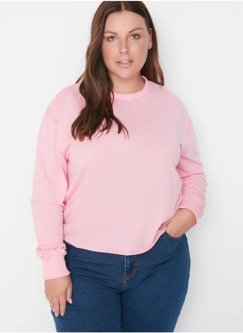 Trendyol Curve Crew Neck Knitted Crop Sweatshirt