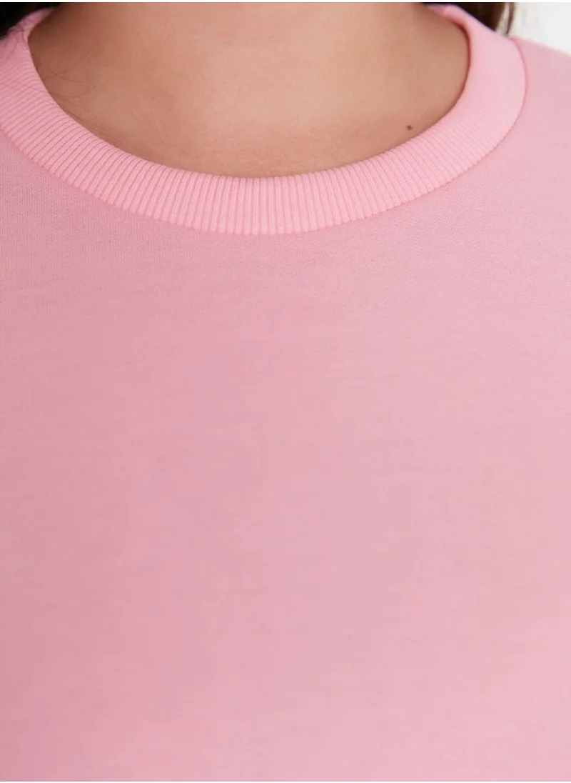 Trendyol Curve Crew Neck Knitted Crop Sweatshirt