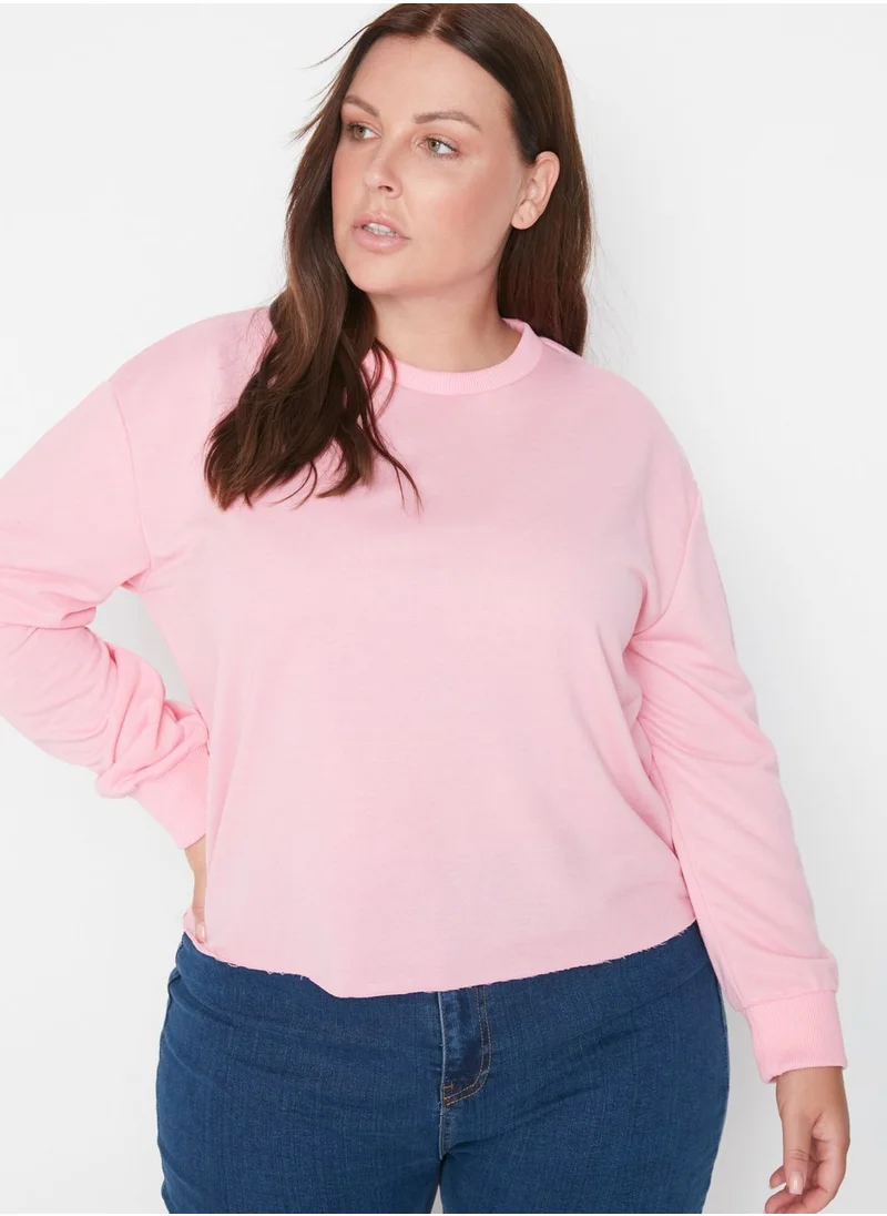 Trendyol Curve Crew Neck Knitted Crop Sweatshirt