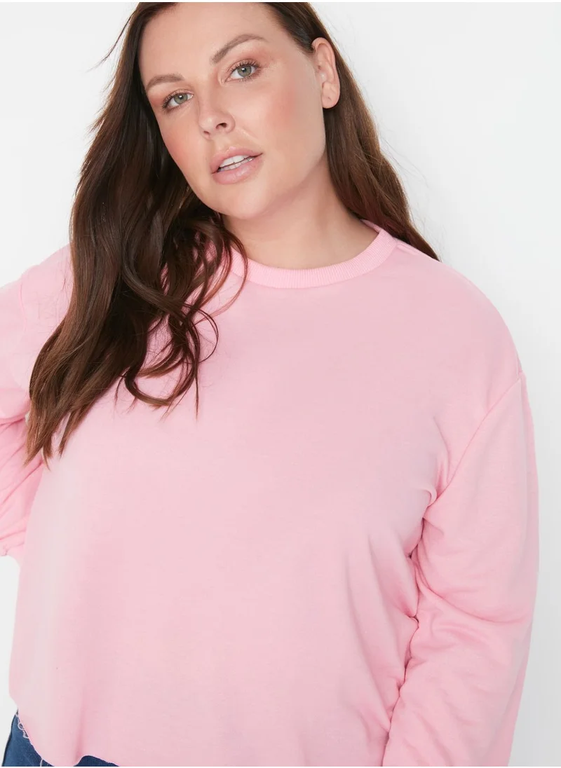 Trendyol Curve Crew Neck Knitted Crop Sweatshirt