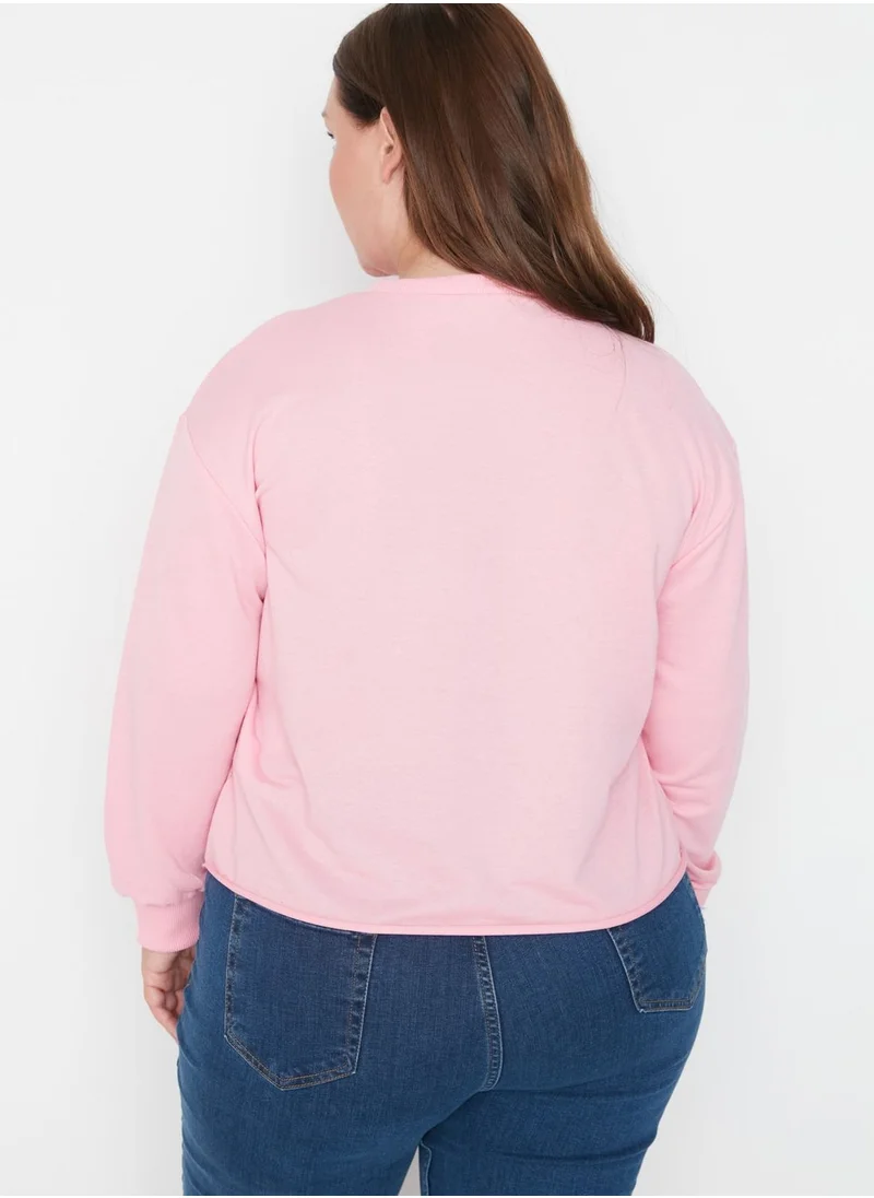 Trendyol Curve Crew Neck Knitted Crop Sweatshirt