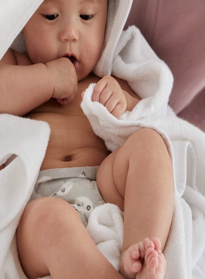 HonestBaby unisex baby 3-Piece Organic Cotton Hooded Towel & Washcloth Set Bandana, Bright White, One Size US - Image 4