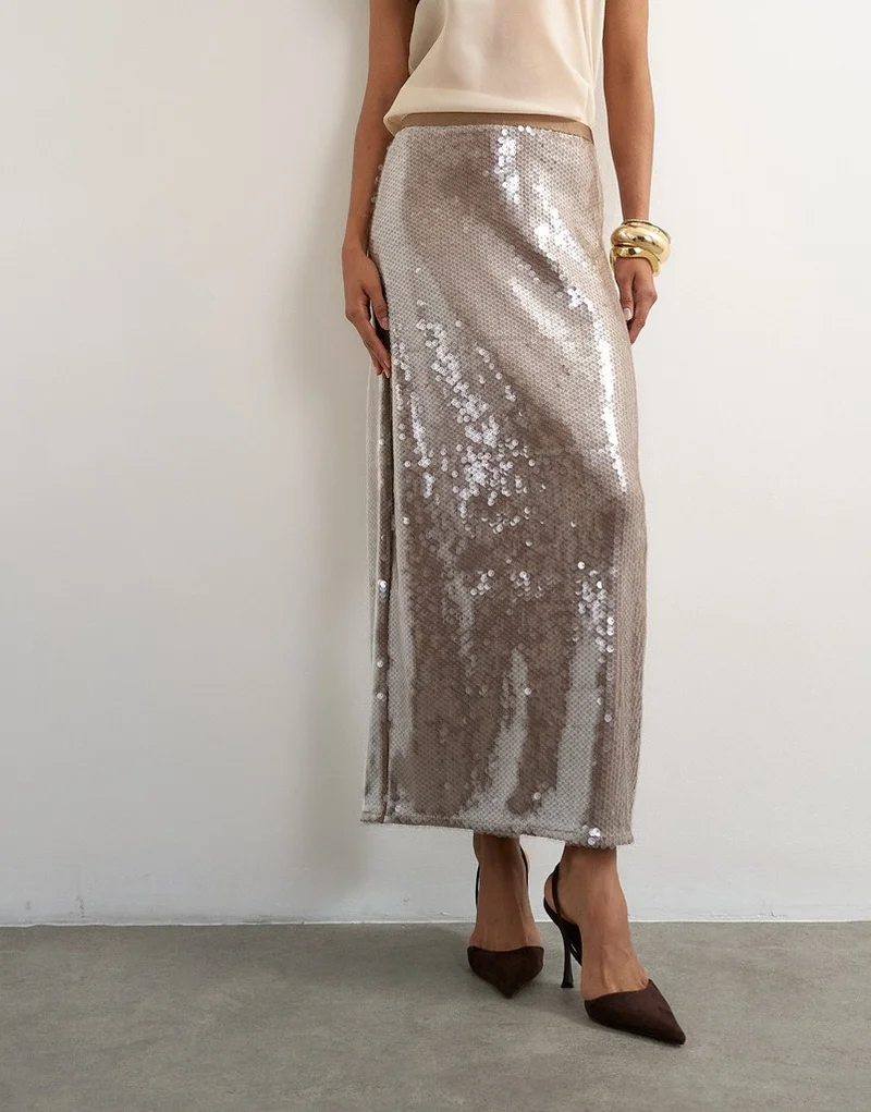 Topshop Sequin Maxi Skirt