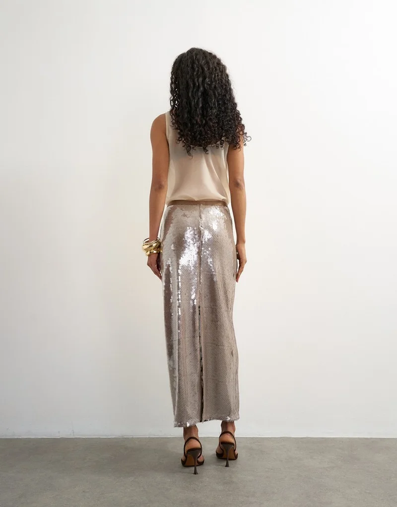 Topshop Sequin Maxi Skirt