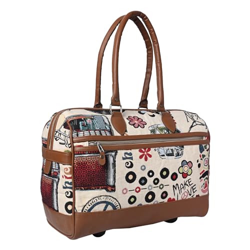 ENSAC Premium 15L Weekender Duffle Bag for Travel for Men and Women Made of Cotton/Jacquard with Cabin Holiday Bag with Non Detachable Shoulder Strap(Multicolor) - Image 1