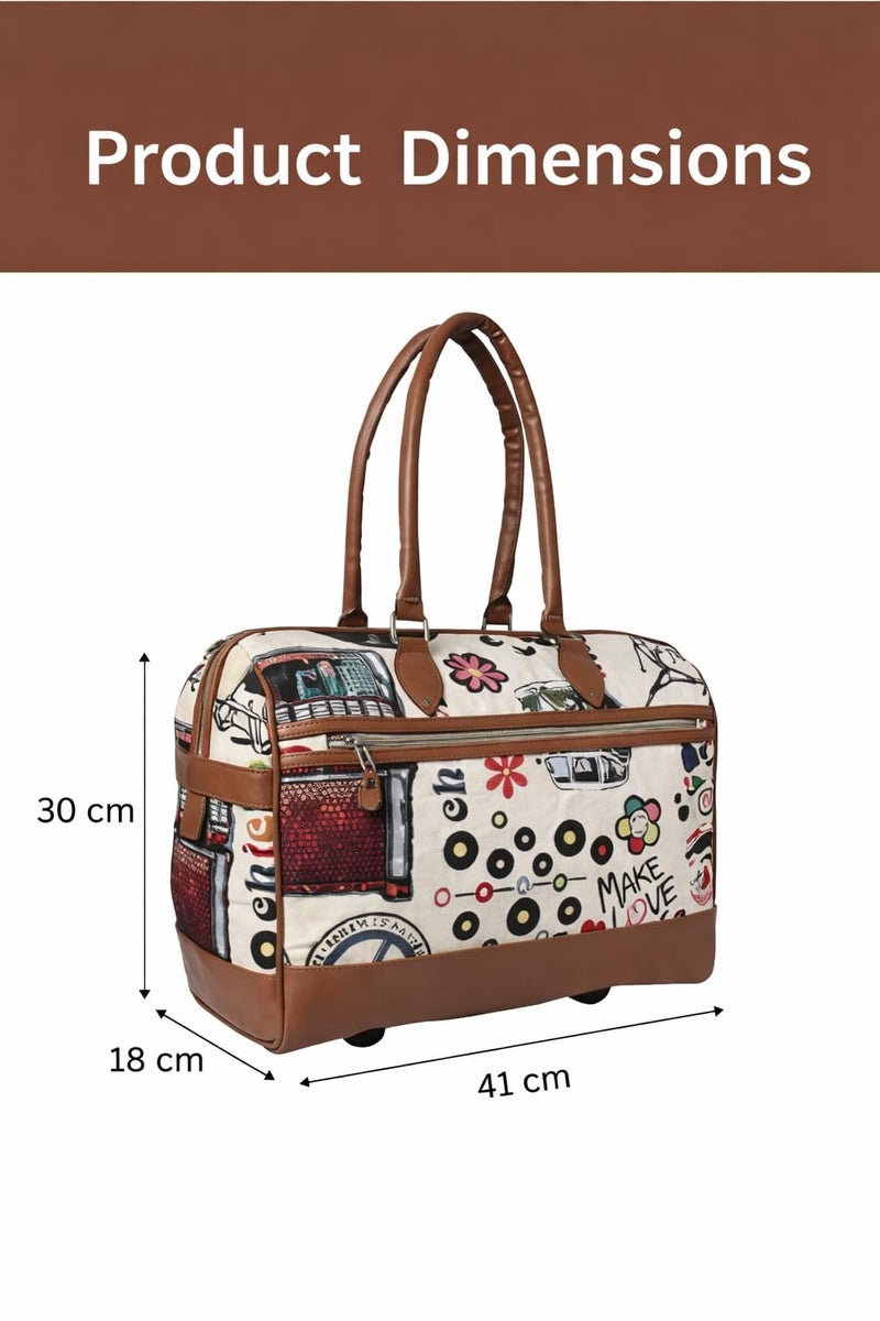 ENSAC Premium 15L Weekender Duffle Bag for Travel for Men and Women Made of Cotton/Jacquard with Cabin Holiday Bag with Non Detachable Shoulder Strap(Multicolor) - Image 4